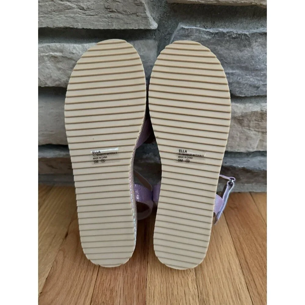 Girls Jellypop Purple‎ Holographic Ella Platform Sandals Sz 5